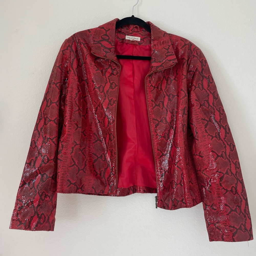 Yvonne Marie Red-Snakeskin Suede Jacket